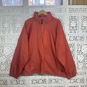 LL Bean Orange‎ Lightweight Nylon Waterproof Hiking Camping Zip Jacket Sz XXL